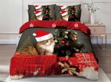 Cumpara ieftin Lenjerie Pat De Craciun Buddy Cr021, Bumbac, 6 Piese, Fara Elastic, Imprimeu