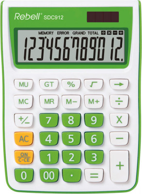 Calculator De Birou, 12 Digits, 145 X 104 X 26 Mm, Rebell Sdc 912 - Alb/verde foto