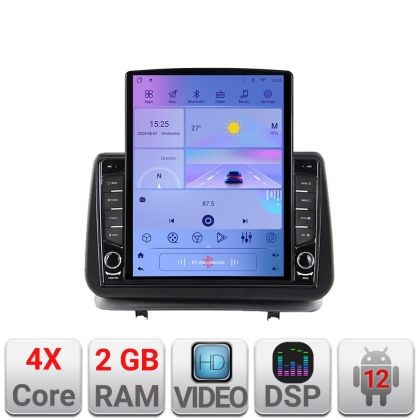 Navigatie Renault Clio 3 2005-2013 ecran tip TESLA 9.7&quot; cu Android Radio Bluetooth Internet GPS WIFI 2+32 DSP Quad Co CarStore Technology