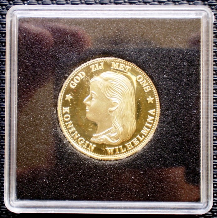 5.115 OLANDA WILHELMINA 10 GULDEN 1892 PROOF RESTRIKE AURIT + CUTIE + CERTIFICAT