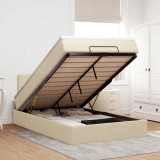 vidaXL Cadru de pat otoman cu saltea crem 120x200cm stofa 3311371