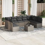 Gossi set mobilier de gradina cu perne, 10 piese, gri, poliratan