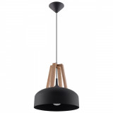 Lampă Suspendată Casco Lemn Negru/Natural Oțel/Lemn 1 Bec Dom Modern De Interior