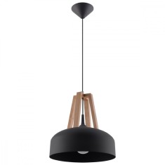 Lampă Suspendată Casco Lemn Negru/Natural Oțel/Lemn 1 Bec Dom Modern De Interior foto