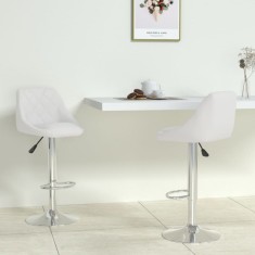 Gossi scaune de bar, 2 buc., alb, piele ecologica
