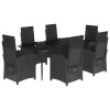Set mobilier de gradina cu perne, 7 piese, negru, poliratan