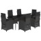 Set mobilier de gradina cu perne, 7 piese, negru, poliratan