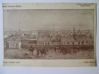 Carte poștala Iași:Vederea Iașilor &amp;icirc;n 1837 clișeu Marvan,necirculată circa 1915 foto