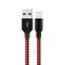 Cablu de Date pentru Telefon, Flippy, Cablu USB spre Lightning Compatibil cu iPhone, Lungime 3 M, Impletit Triunghiular in 2 culori, Rosu Negru