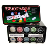 Set Poker Texas Hold&#039;Em, 24 x 11.5 x 11 cm, 200 chips, 2 pachete de carti, buton small blind / big blind, General