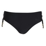 Slip costum de baie negru, Plus Size, cu incretitura si legare in lateral, CMCLASS