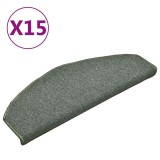 Cumpara ieftin Covorase pentru scari, 15 buc., 65x24x4 cm, verde inchis, semirotunde, mari