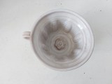 Cana ceramica in forma de guguluf, cu toarta, eticheta Gorke, facuta manual, 6.5cm inaltime x 11.5cm diametru
