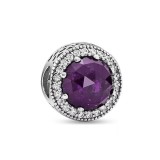 Cumpara ieftin Charm/talisman argint 925, JW1180, model elegant cu piatra mov, placat cu rodiu, DELIS