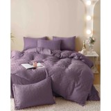 Cumpara ieftin Lenjerie de Pat Finet Jacquard PREMIUM, Pat Dublu, 6 Piese, Lila Inchis - JO190