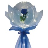 Trandafir in balon led cu lumini, flippy, tip buchet, diametru 35 cm, albastru