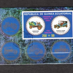 GUINEEA ECUATORIALA 1976 - AUTOMOBILE DE EPOCA. COLITA STAMPILATA, EW16