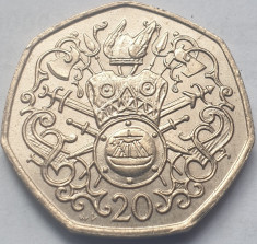 20 pence 1982 Isle of Man / Insula Man, Medieval Norse history, km#90 foto
