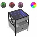 Cumpara ieftin Noptiera cu LED infinity, gri sonoma, 40x40x51 cm