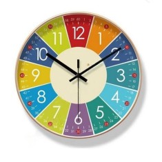 Ceas de perete pentru camera copiilor, colorat si educativ, Culori