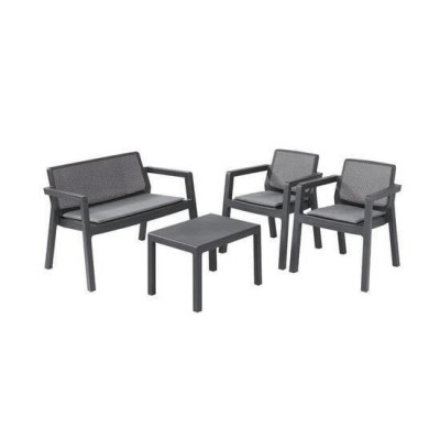 Set mobilier gradina/terasa, grafit, 1 masa, 1 banca, 2 scaune, Emily foto