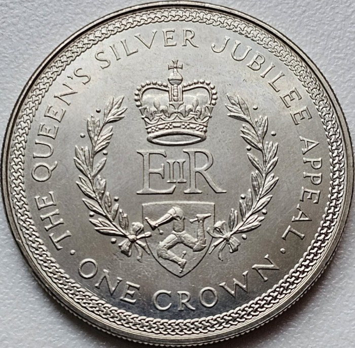 1 Crown 1977 Isle of Man / Insula Man, Silver Jubilee Appeal, km#42