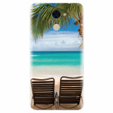 Husa silicon pentru Huawei Enjoy 7 Plus, Beach Chairs Palm Tree Seaside