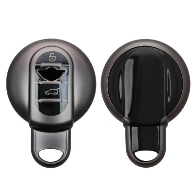 Husa Cheie Auto Kwmobile pentru Mini 3 Butoane - Smart Key, Gri/Negru, Silicon, KWM0000252U001C foto