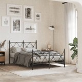 VidaXL Cadru pat metalic cu tăblie de cap/picioare, negru, 120x190 cm
