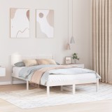 VidaXL Cadru de pat alb din lemn de pin Alb Lemn masiv de pin 135 x 190 cm
