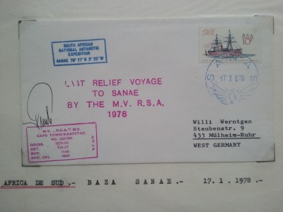 1978-Africa de Sud-Baza Sanae-Plic circ. foto