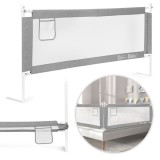 Bara Protectie Pat ECOTOYS 180 cm, Grila Siguranta Pliabila, Inaltime Reglabila, Materiale Durabile - Gri/Alb