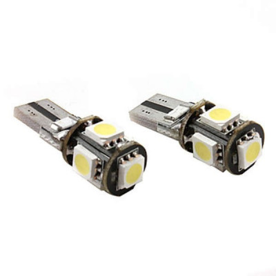 Bec 5 led CanBus T10 12V ALB, 2buc foto