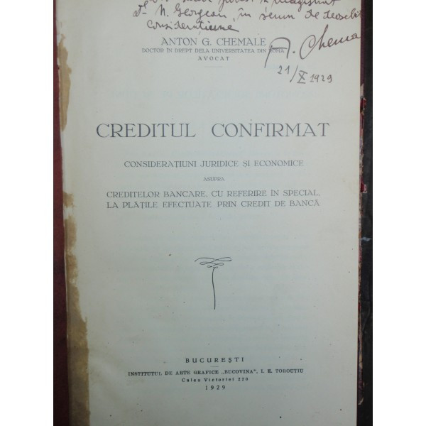 CREDITUL CONFIRMAT - ANTON G. CHEMALE