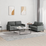 VidaXL Set de canapele cu perne, 2 piese, gri &icirc;nchis, textil 3201445