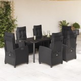 vidaXL Set mobilier de grădină cu perne, 7 piese, negru, poliratan 3212971