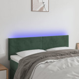 Tablie de pat cu LED, verde &icirc;nchis, 144x5x78/88 cm, catifea GartenMobel Dekor, vidaXL
