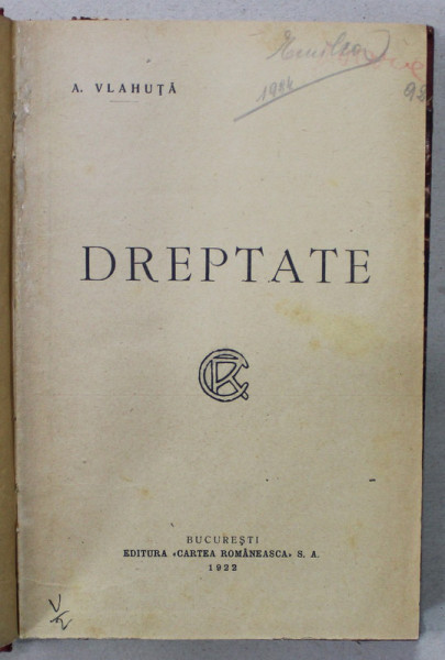 DREPTATE de A. VLAHUTA , 1922