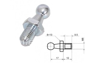Cap echilibror hayon bolt cu cap bila M8 set 2 bucati pentru amortizor, lungime filet 9.5mm , 12x17mm foto