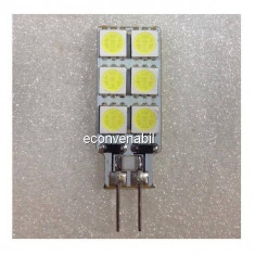 Bec LED 2W 12LED SMD Bulb 12V G4 Alb Rece foto