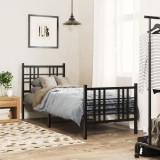 VidaXL Cadru pat metalic cu tăblii de cap/picioare, negru, 75x190 cm