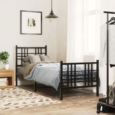 vidaXL Cadru pat metalic cu tăblii de cap/picioare, negru, 75x190 cm 376332