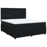 Cumpara ieftin Pat box spring cu saltea, negru, 180x200 cm, catifea