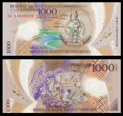 VANUATU █ bancnota █ 1000 Vatu █ 2014 █ P-13 █ POLYMER █ UNC necirculata foto