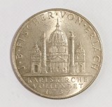 Moneda Austria 2 Schilling 1937, Argint, J.B. Fischer von Erlach, UNC