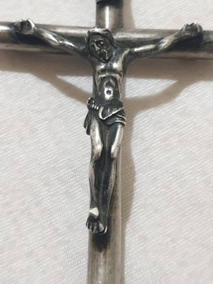 Lant cu cruce vintage pectorala din argint 1884 foto