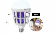 Bec LED 2 in 1 cu lampa UV anti insecte 15wati foto