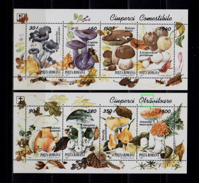 RO 1994 ,LP 1349 , &amp;quot;Ciuperci &amp;quot; set colite 292/293 EROARE catalogata , MNH foto