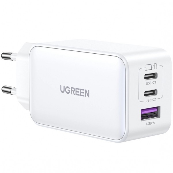 Incarcator Retea UGREEN CD244, 65W, 3A, 1 x USB-A - 2 x USB-C, Alb