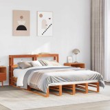 VidaXL Cadru pat fără saltea, maro ceruit, 135x190 cm, lemn masiv pin